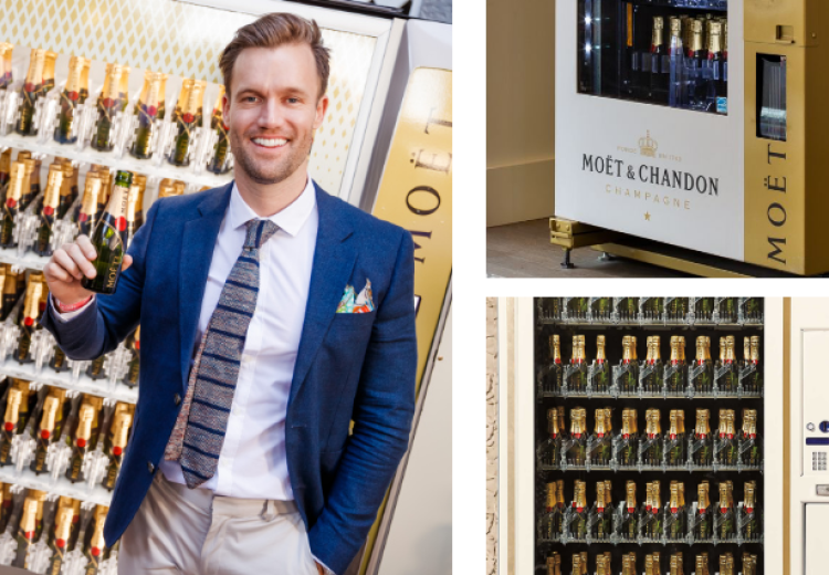 Vending machine containing Moet champagne