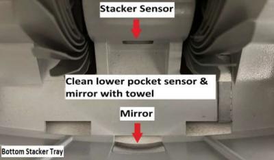 Clean lower pocket sensor & mirror with towel