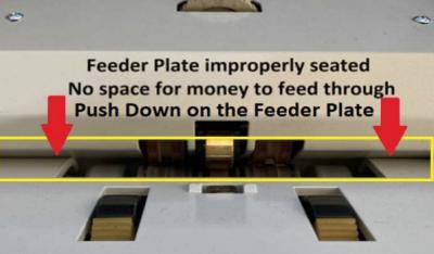 Feeder plate improperly seated